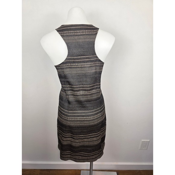 Emerson Fry New York Textured Geometric Racerback Shift Dress Black Tan Size 10 - Picture 2 of 7